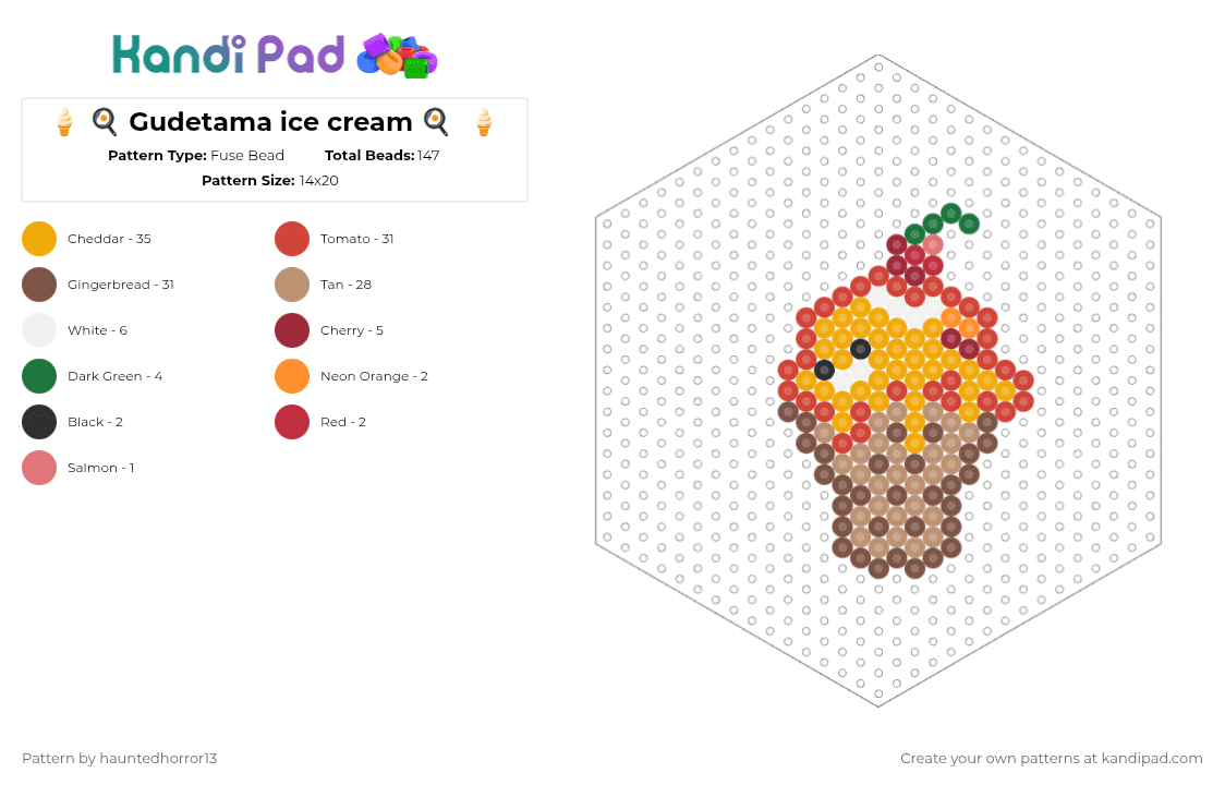 🍦 🍳 Gudetama ice cream 🍳  🍦 - Fuse Bead Pattern by hauntedhorror13 on Kandi Pad - red,orange,tan,beige,cotdicecream,gudetama,lazy egg,sanrio