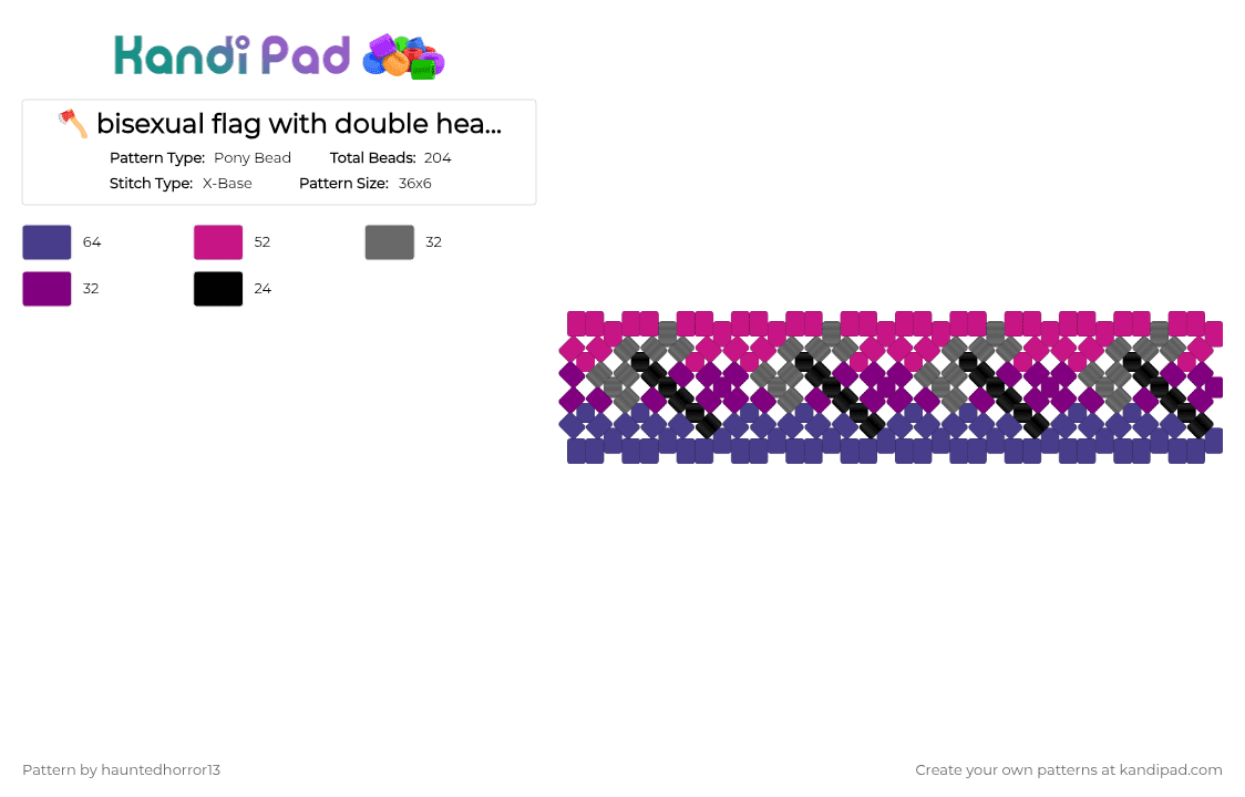🪓 bisexual flag with double headed axe 😏 🪓 - Pony Bead Pattern by hauntedhorror13 on Kandi Pad - pink,purple