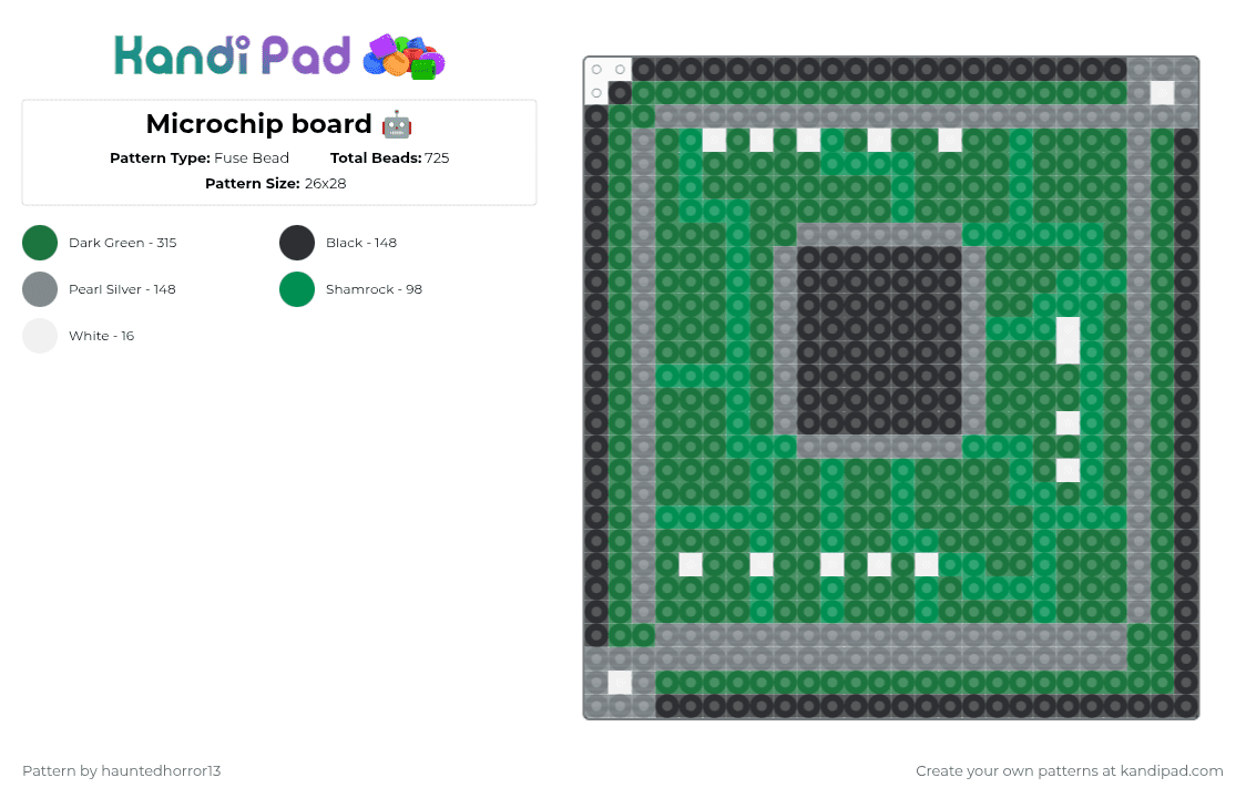 Microchip board 🤖 - Fuse Bead Pattern by hauntedhorror13 on Kandi Pad - gray,green,cotdsciencefair
