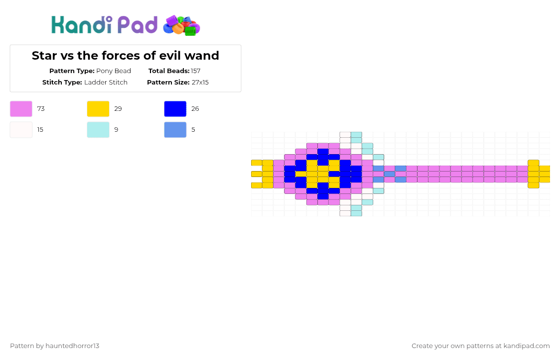 Star vs the forces of evil wand - Pony Bead Pattern by hauntedhorror13 on Kandi Pad - pink,svtfoe,star vs the forces of evil,tv show,wand