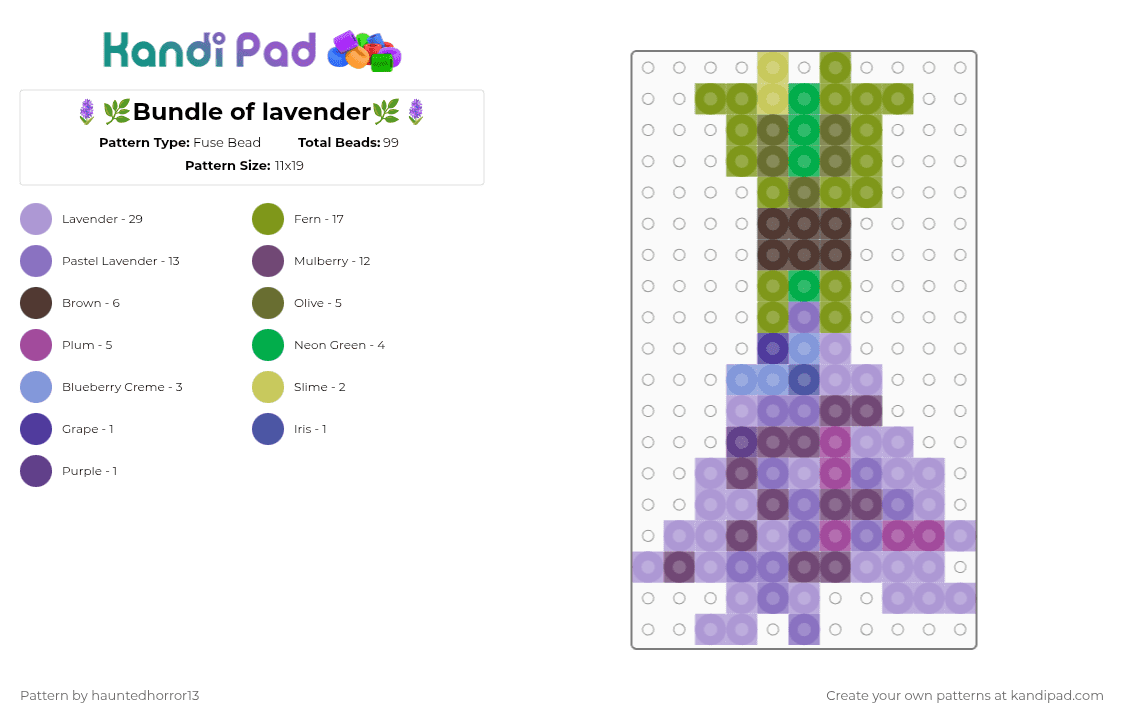 🪻🌿Bundle of lavender🌿🪻 - Fuse Bead Pattern by hauntedhorror13 on Kandi Pad - gold,blue,pink,witchcraft,flower,lavender,witch,spell,herb