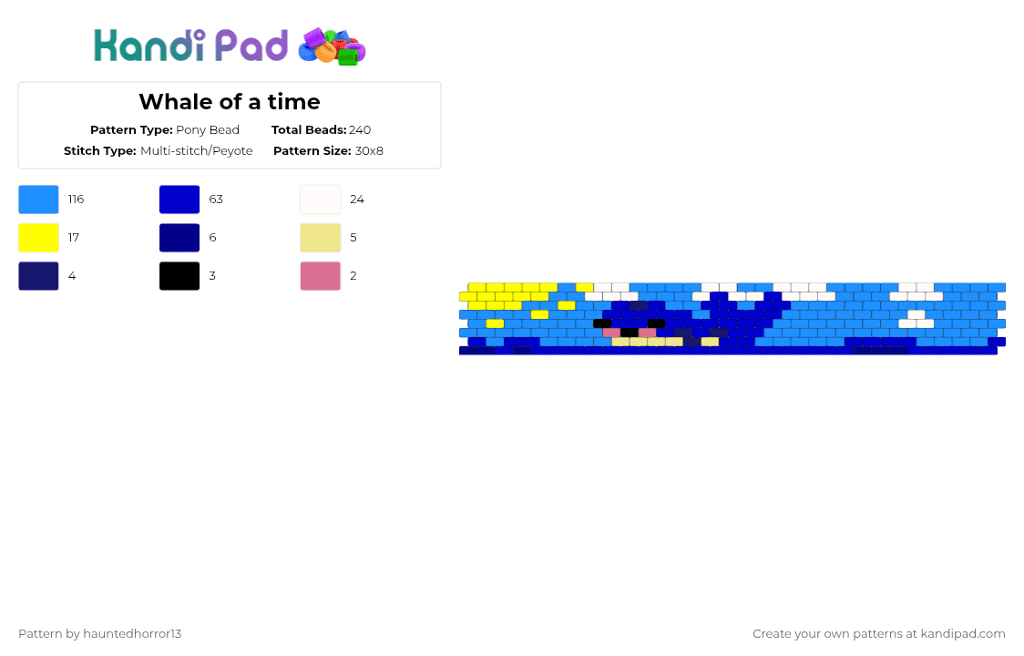Whale of a time - Pony Bead Pattern by hauntedhorror13 on Kandi Pad - purple,light blue