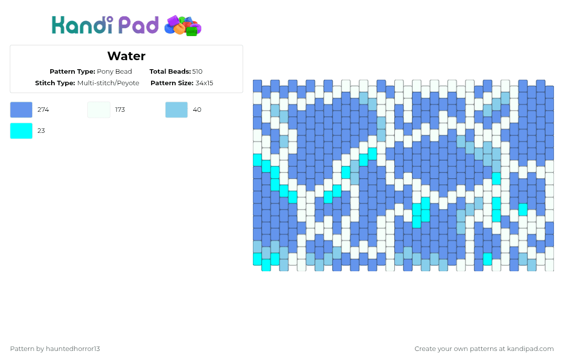 Water - Pony Bead Pattern by hauntedhorror13 on Kandi Pad - white,light blue,water,ocean