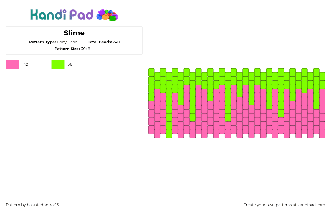 Slime - Pony Bead Pattern by hauntedhorror13 on Kandi Pad - pink,green,slime,goo,ooze,drip