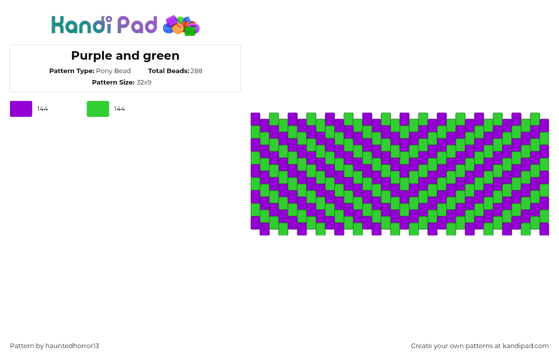 Purple and green - Pony Bead Pattern by hauntedhorror13 on Kandi Pad - purple,green,pattern