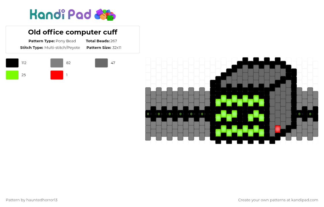 Old office computer cuff - Pony Bead Pattern by hauntedhorror13 on Kandi Pad - cotdoffices, gray