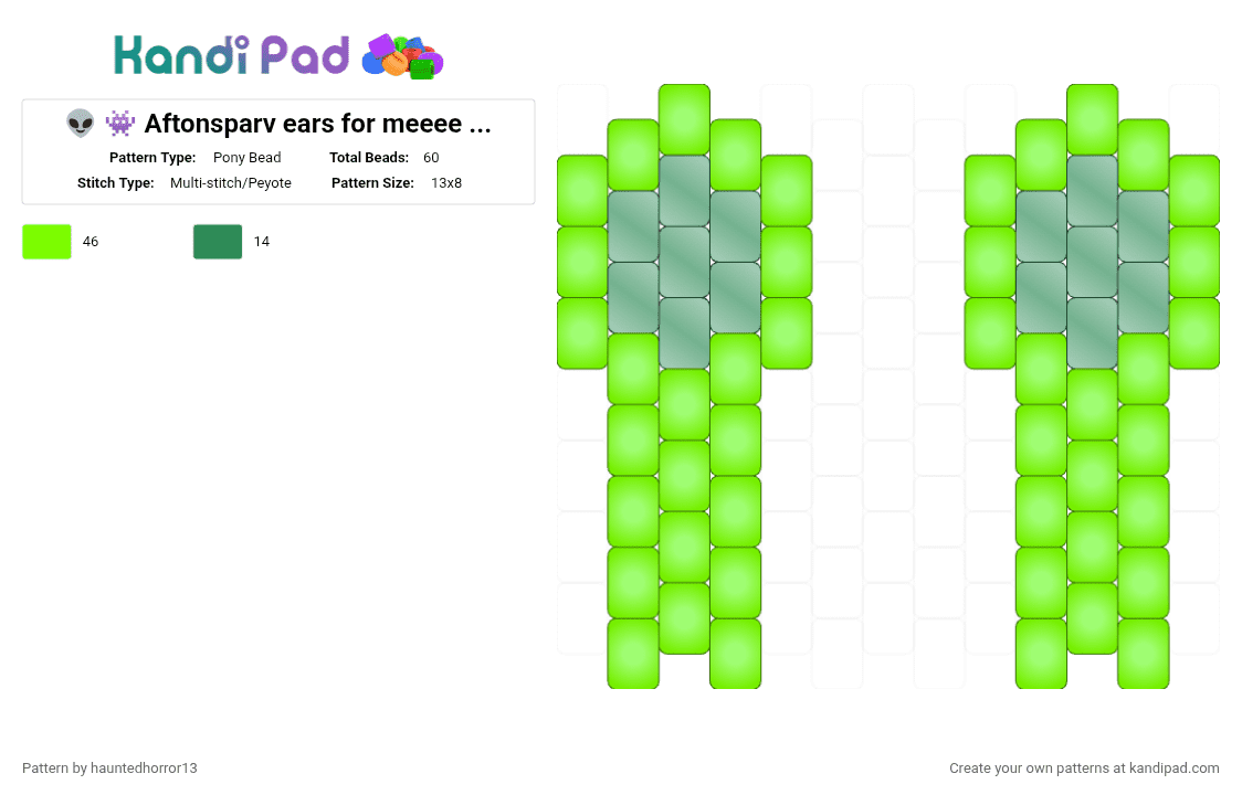 👽 👾 Aftonsparv ears for meeee 👾 👽 - Pony Bead Pattern by hauntedhorror13 on Kandi Pad - aftonsparv, alien, green, ikea