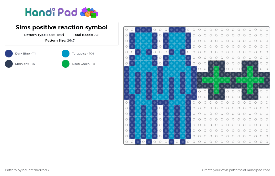 Sims positive reaction symbol - Fuse Bead Pattern by hauntedhorror13 on Kandi Pad - blue,light blue,sims,reaction,icon