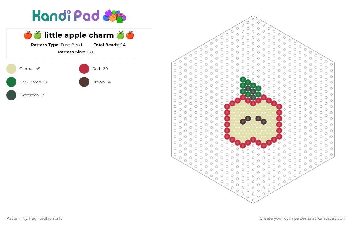 🍎🍏 little apple charm 🍏🍎 - Fuse Bead Pattern by hauntedhorror13 on Kandi Pad - yellow,red,fruit,apple,charm