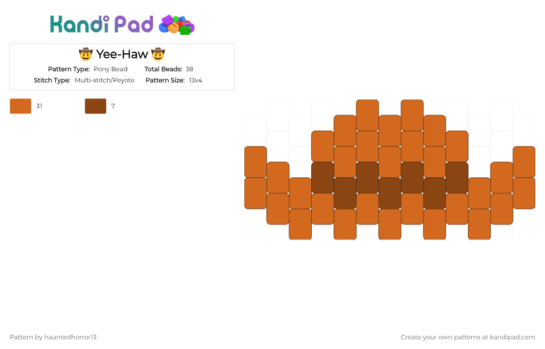 🤠 Yee-Haw 🤠 - Pony Bead Pattern by hauntedhorror13 on Kandi Pad - cotdcountrymusic, orange