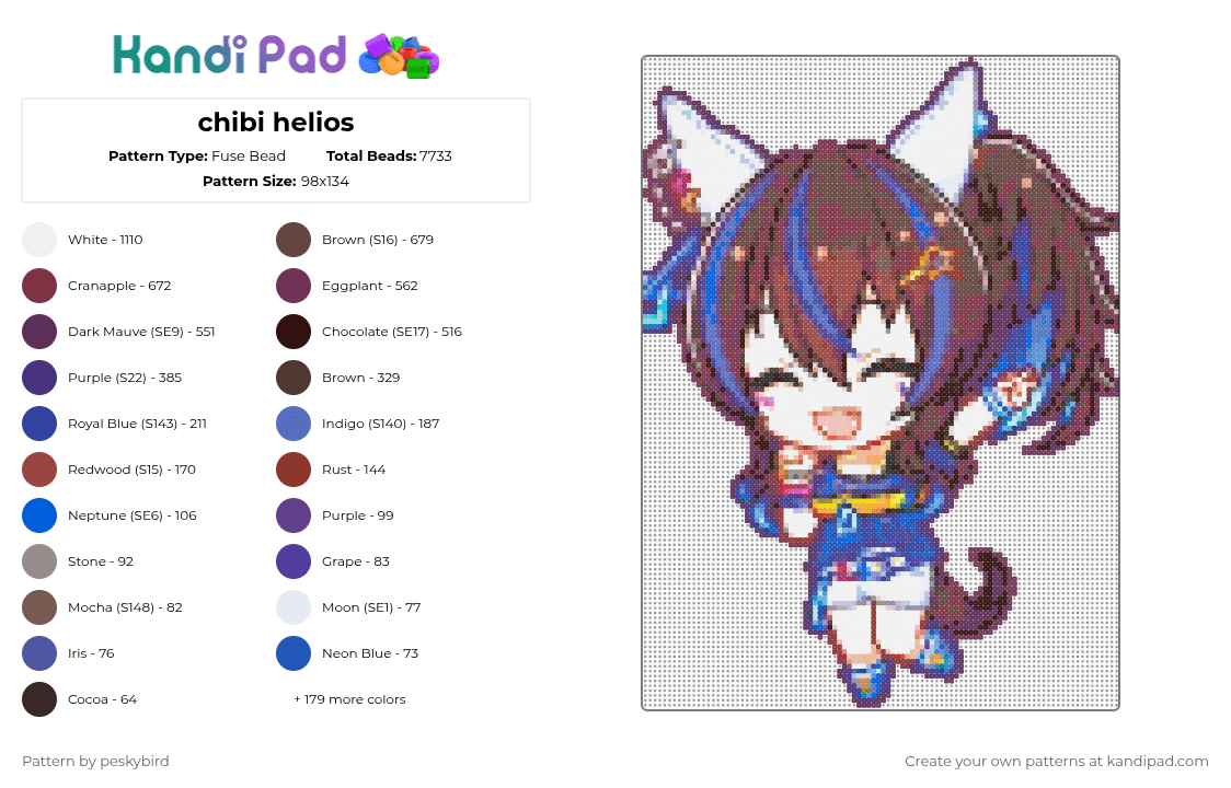 chibi helios - Fuse Bead Pattern by mellomare on Kandi Pad - pink,purple,brown,red,colorful,umamusume,fusebead,daitaku helios