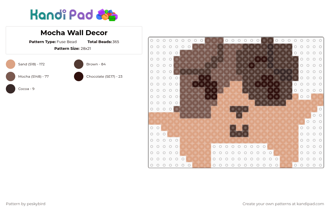 Mocha Wall Decor - Fuse Bead Pattern by mellomare on Kandi Pad - beige,cat,meow,perler