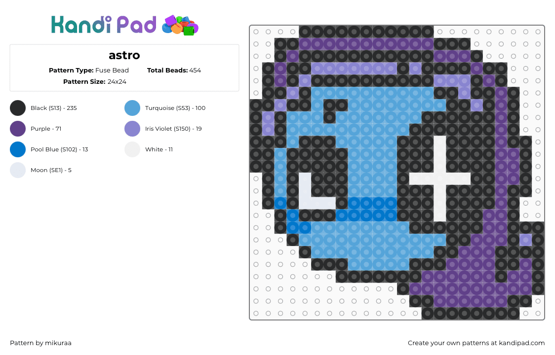 astro - Fuse Bead Pattern by mikuraa on Kandi Pad - black,light blue,purple