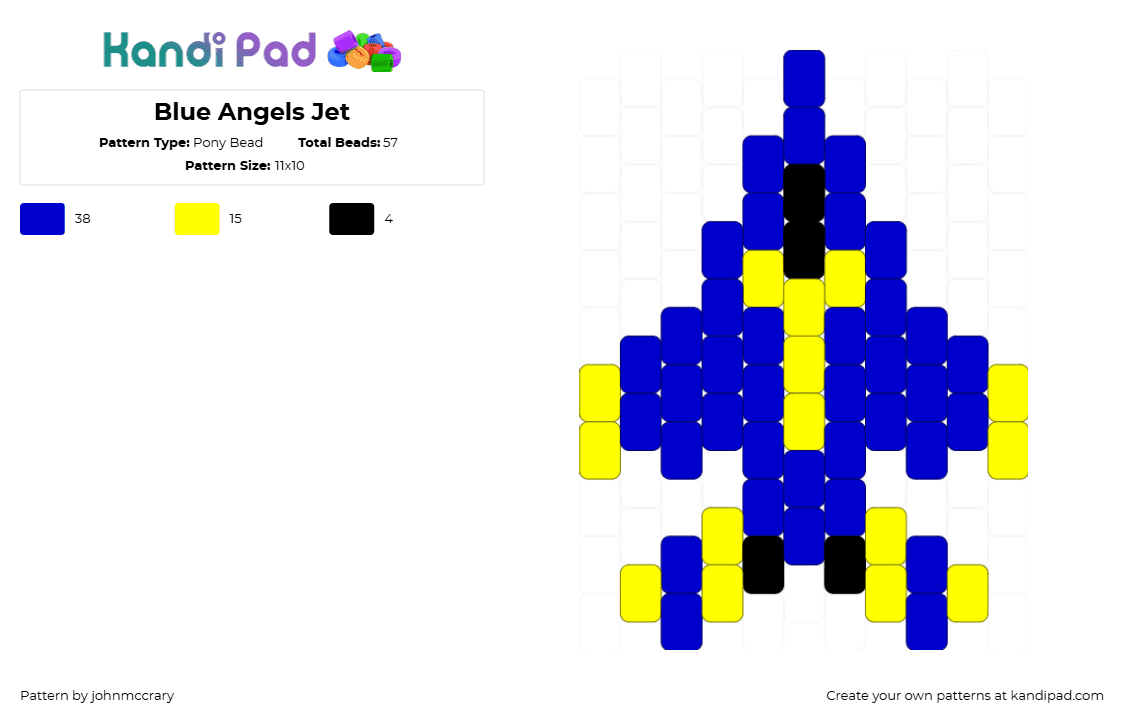 Blue Angels Jet - Pony Bead Pattern by johnmccrary on Kandi Pad - purple,yellow