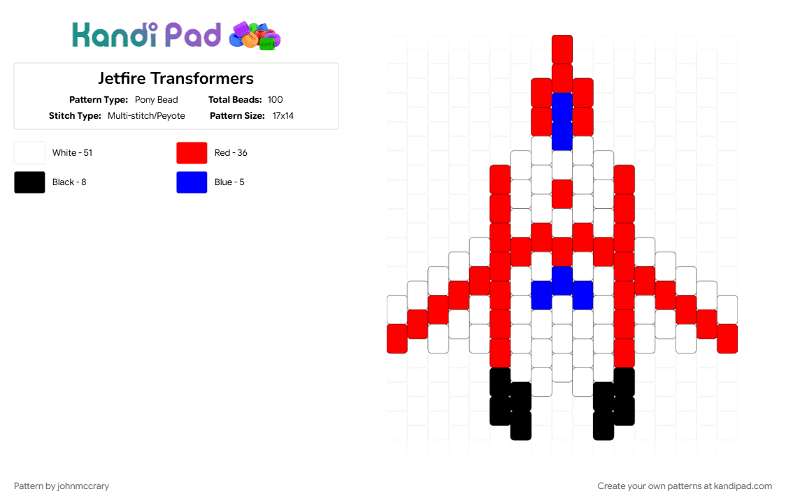 Jetfire Transformers - Pony Bead Pattern by johnmccrary on Kandi Pad - red