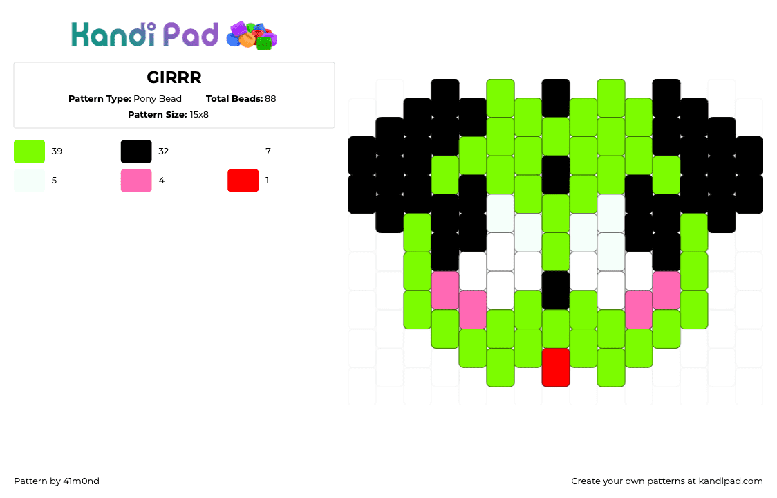 GIRRR - Pony Bead Pattern by 41m0nd on Kandi Pad - green