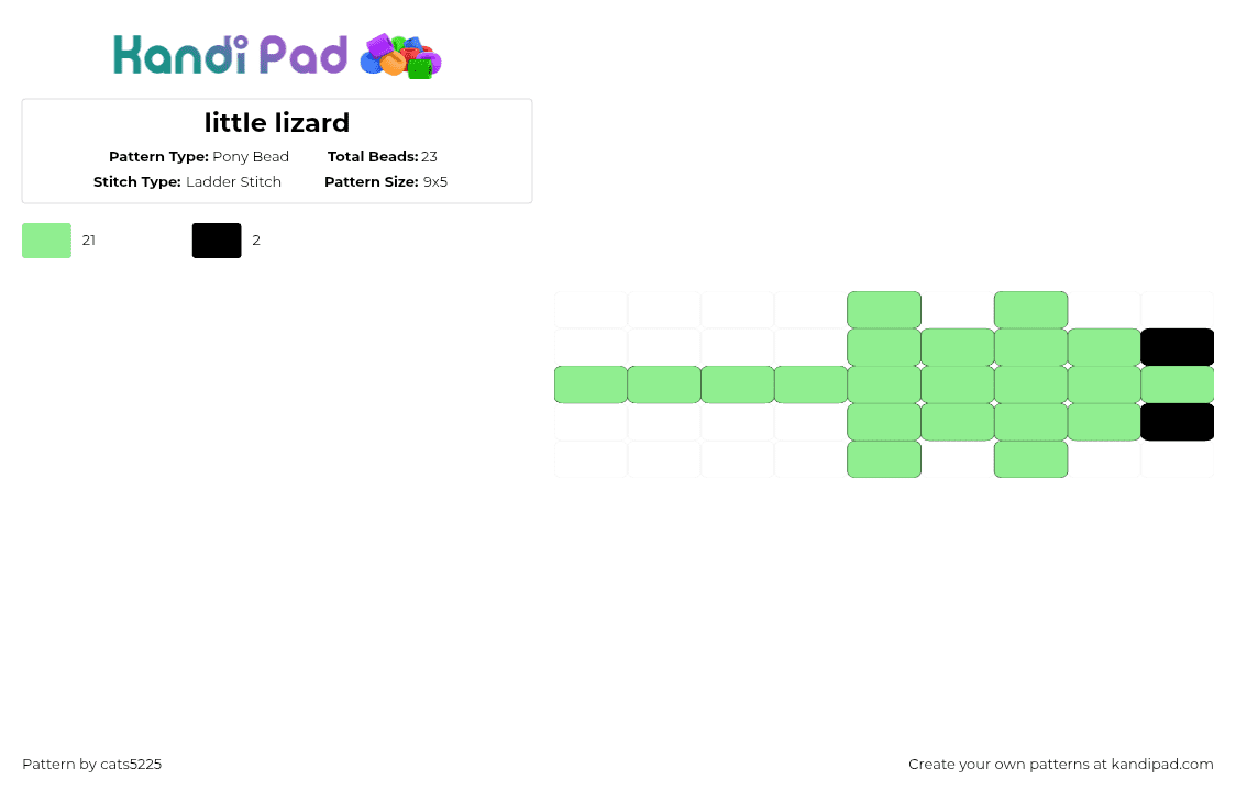 little lizard - Pony Bead Pattern by cats5225 on Kandi Pad - teal