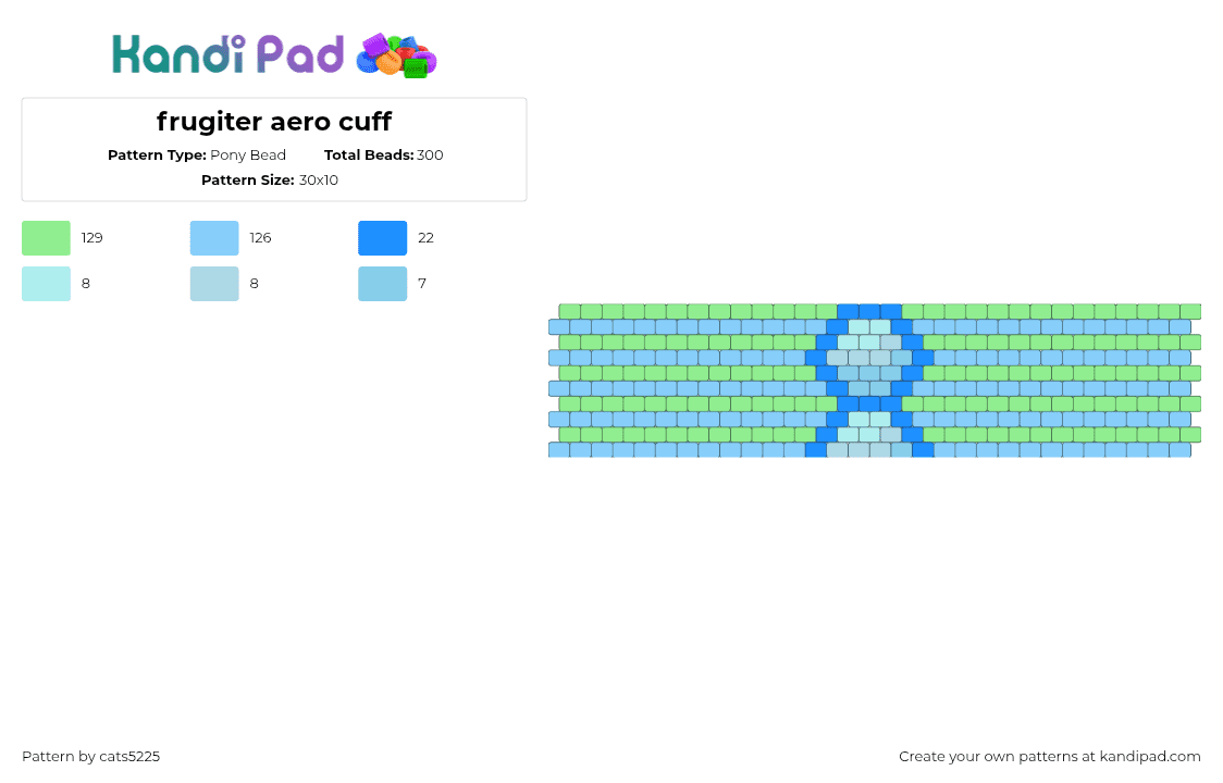 frugiter aero cuff - Pony Bead Pattern by cats5225 on Kandi Pad - light blue,teal