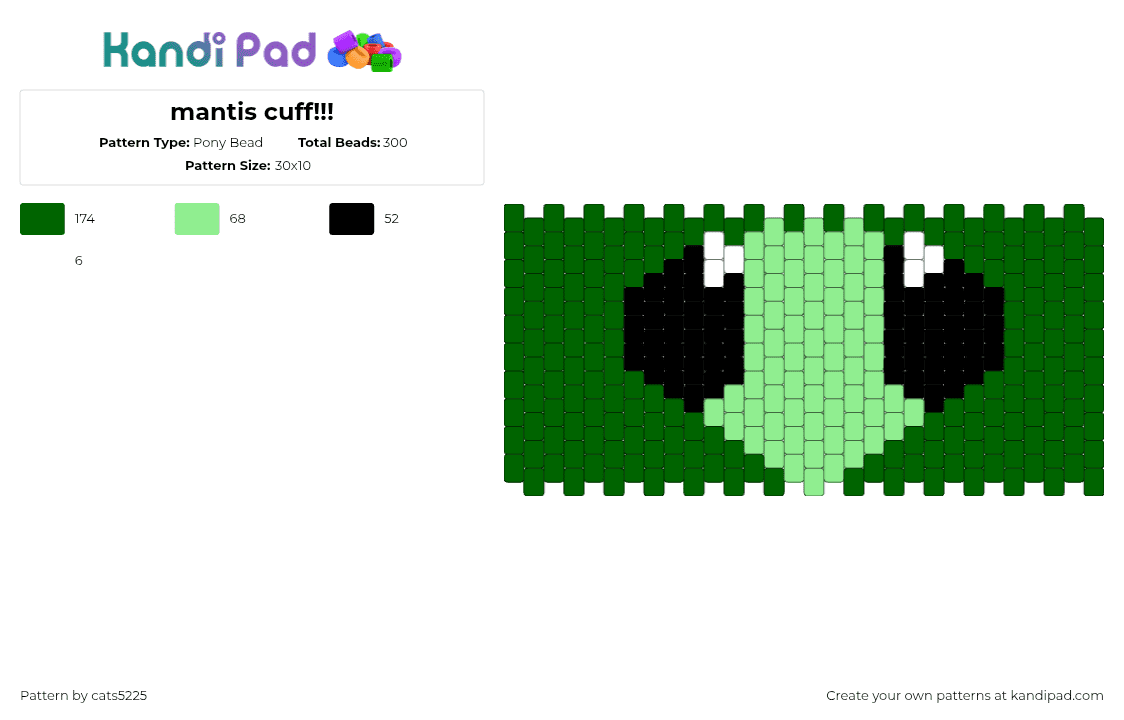 mantis cuff!!! - Pony Bead Pattern by cats5225 on Kandi Pad - teal,green
