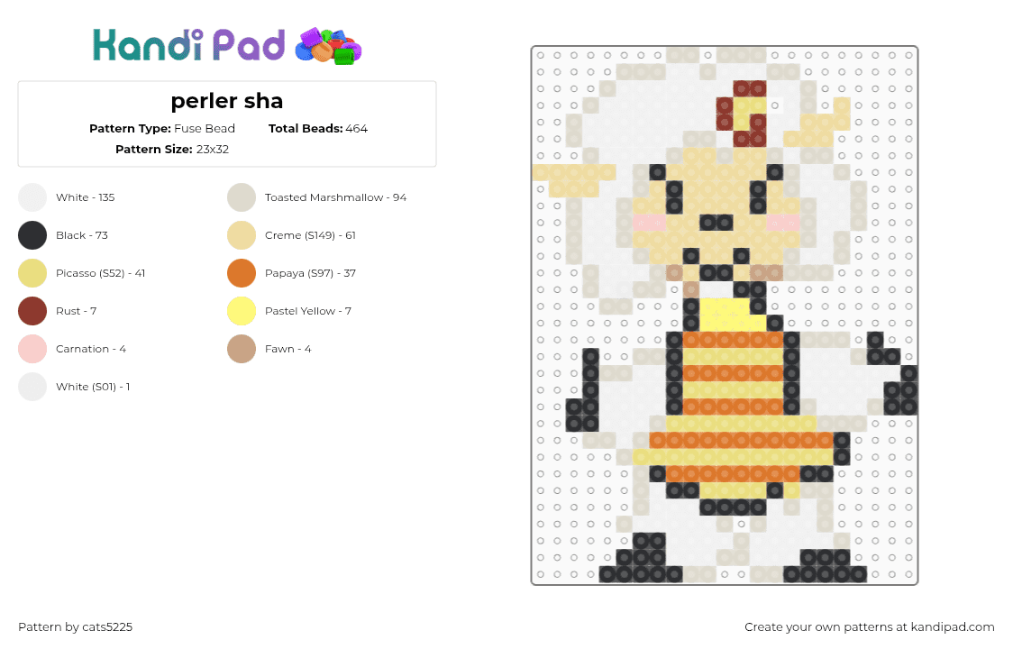 perler sha - Fuse Bead Pattern by cats5225 on Kandi Pad - beige