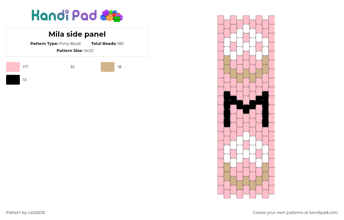 Side Pade Pattern Mila side panel Pony Bead Pattern - Kandi Pad | Kandi Patterns, Fuse ...
