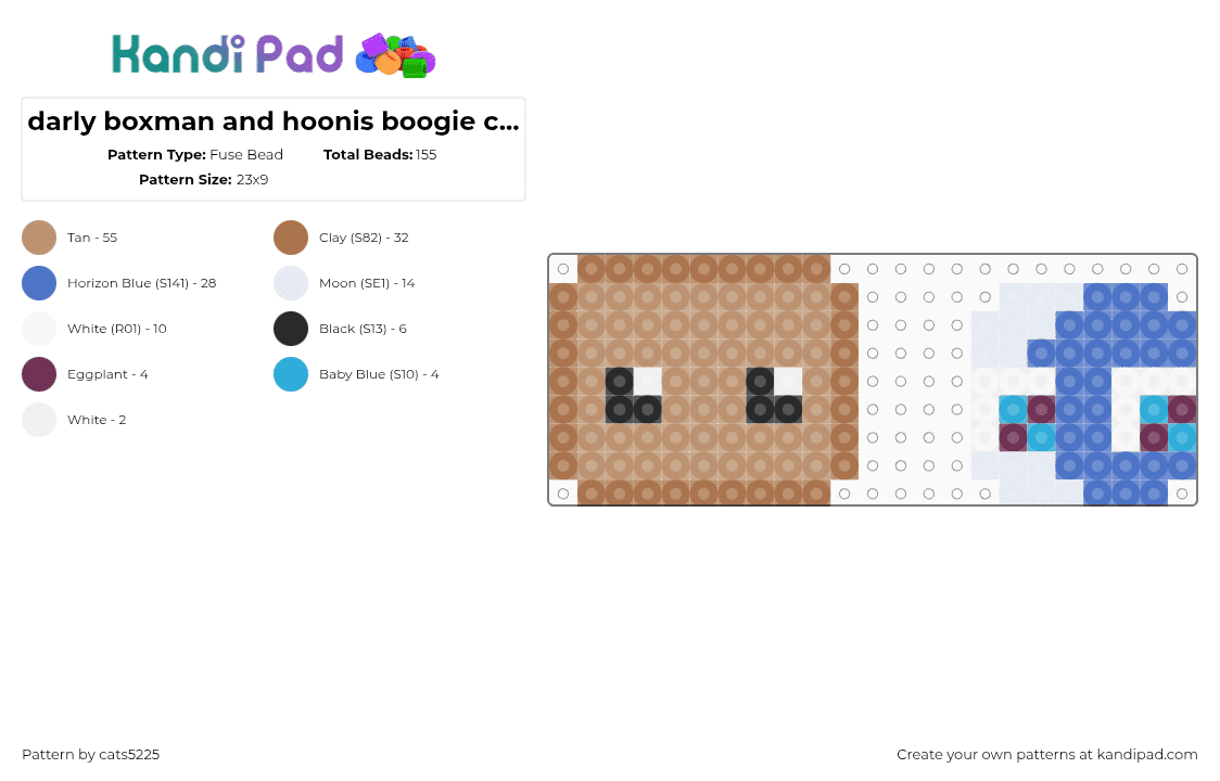 darly boxman and hoonis boogie charms - Fuse Bead Pattern by cats5225 on Kandi Pad - beige,tan,blue