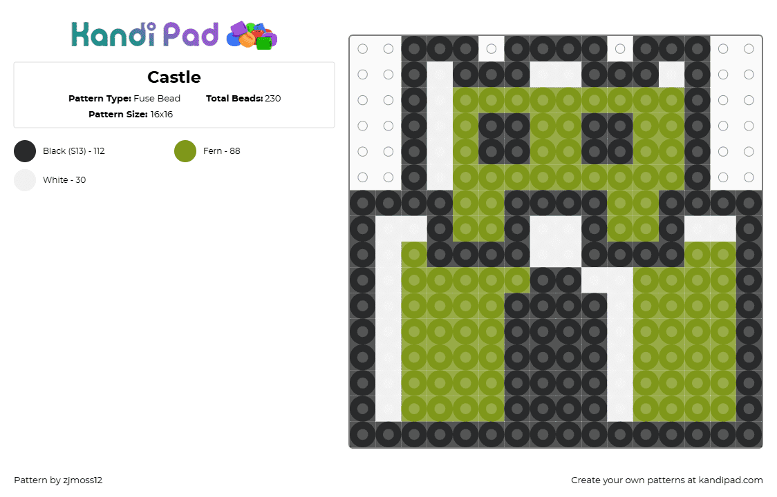 Castle - Fuse Bead Pattern by zjmoss12 on Kandi Pad - gold