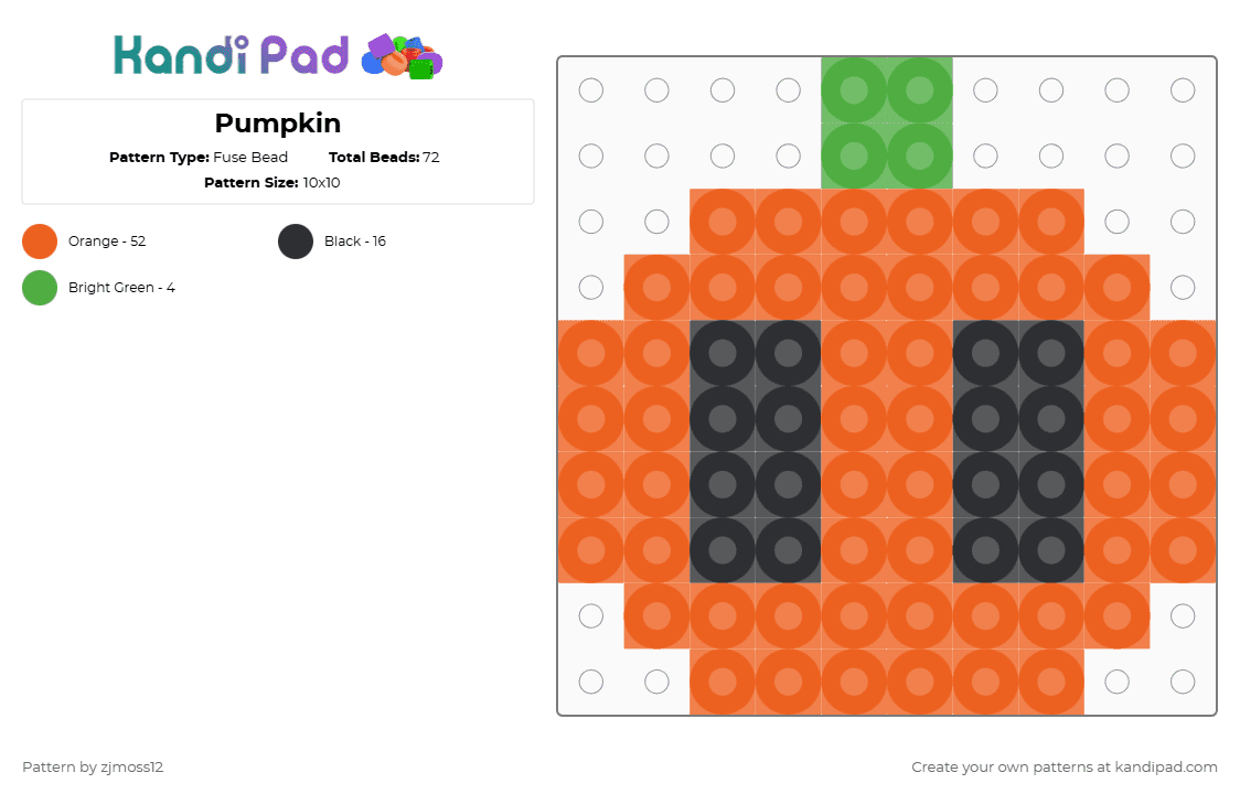 Pumpkin - Fuse Bead Pattern by zjmoss12 on Kandi Pad - orange