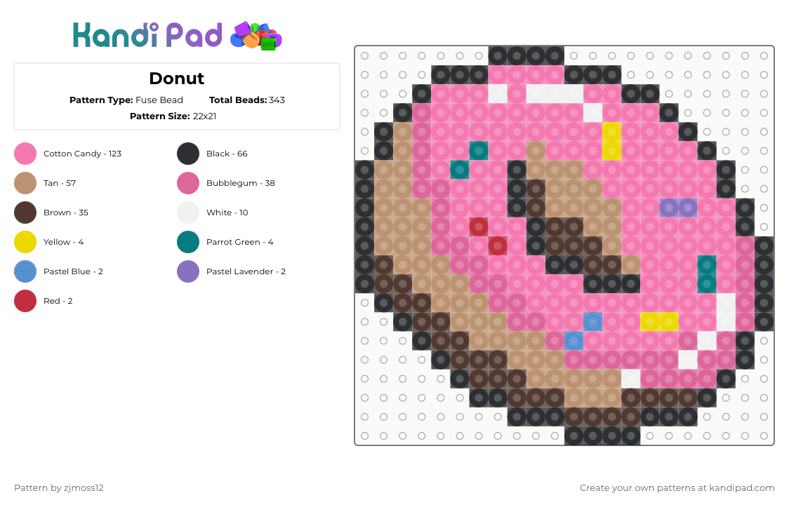 Donut - Fuse Bead Pattern by zjmoss12 on Kandi Pad - brown,beige,pink