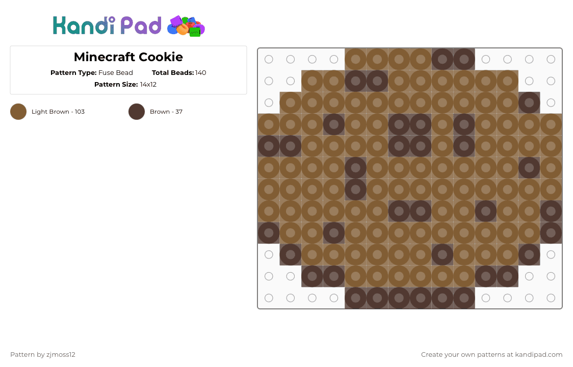 Minecraft Cookie - Fuse Bead Pattern by zjmoss12 on Kandi Pad - brown,tan