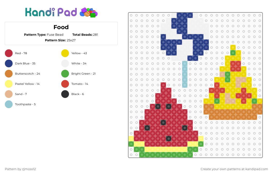 Food - Fuse Bead Pattern by zjmoss12 on Kandi Pad - yellow,red,blue