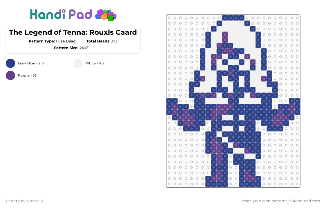 The Legend of Tenna: Rouxls Caard - Fuse Bead Pattern by zjmoss12 on Kandi Pad - blue