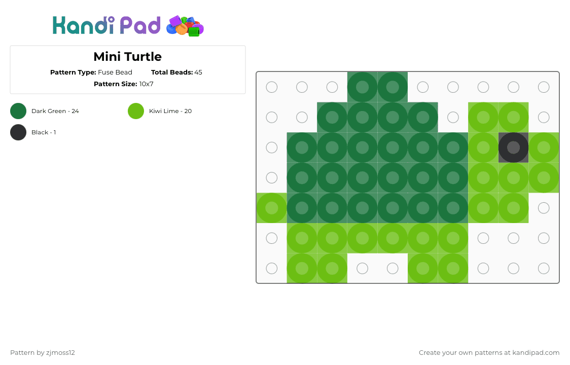 Mini Turtle - Fuse Bead Pattern by zjmoss12 on Kandi Pad - green