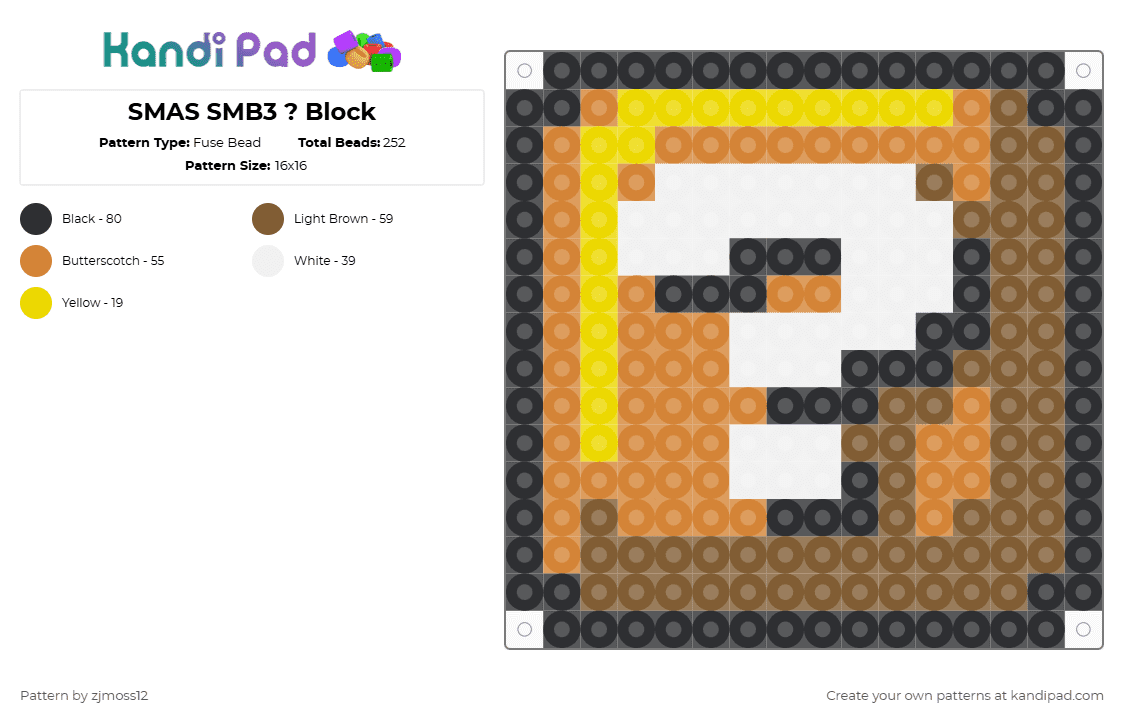 SMAS SMB3 ? Block - Fuse Bead Pattern by zjmoss12 on Kandi Pad - 