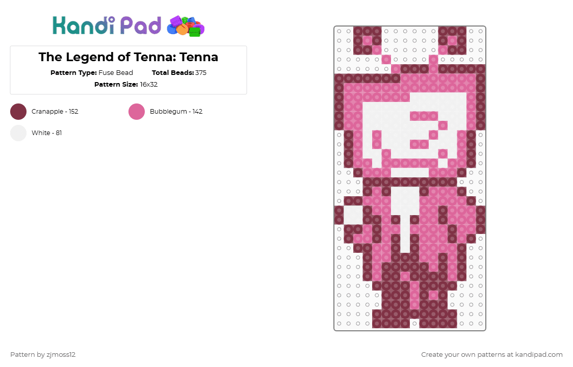 The Legend of Tenna: Tenna - Fuse Bead Pattern by zjmoss12 on Kandi Pad - brown,pink