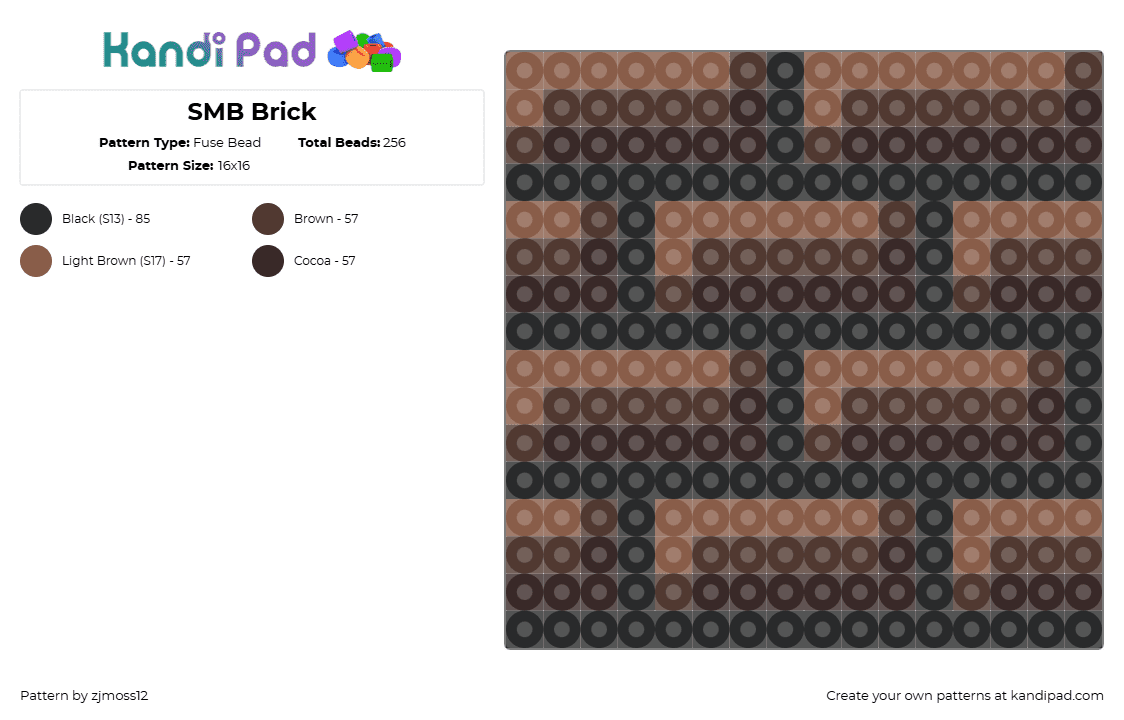 SMB Brick - Fuse Bead Pattern by zjmoss12 on Kandi Pad - brown,tan