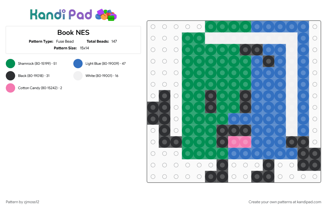 Book NES - Fuse Bead Pattern by zjmoss12 on Kandi Pad - blue, green