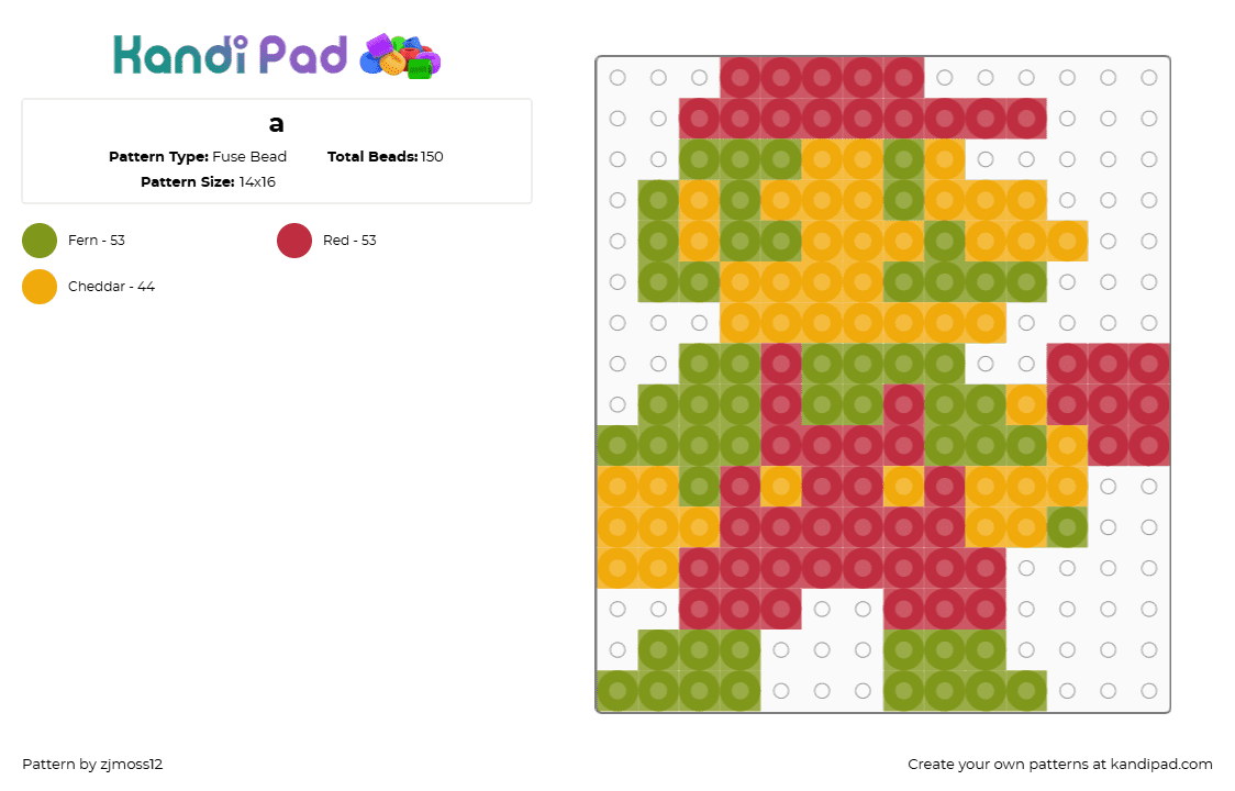 a - Fuse Bead Pattern by zjmoss12 on Kandi Pad - gold,red