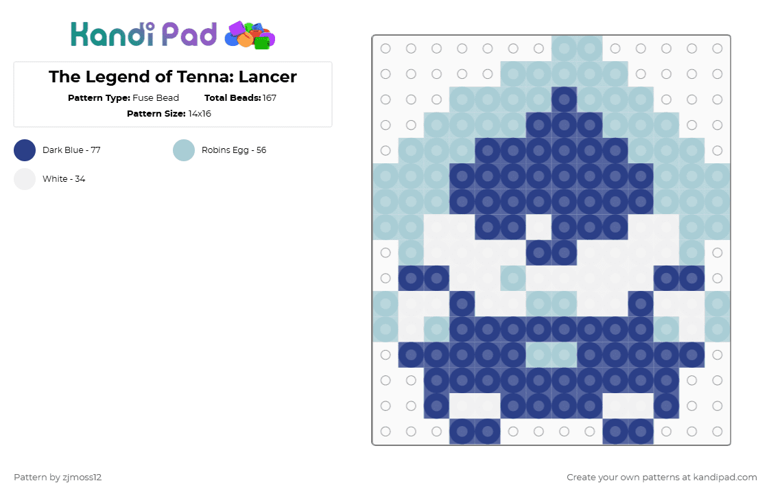 The Legend of Tenna: Lancer - Fuse Bead Pattern by zjmoss12 on Kandi Pad - blue,light blue