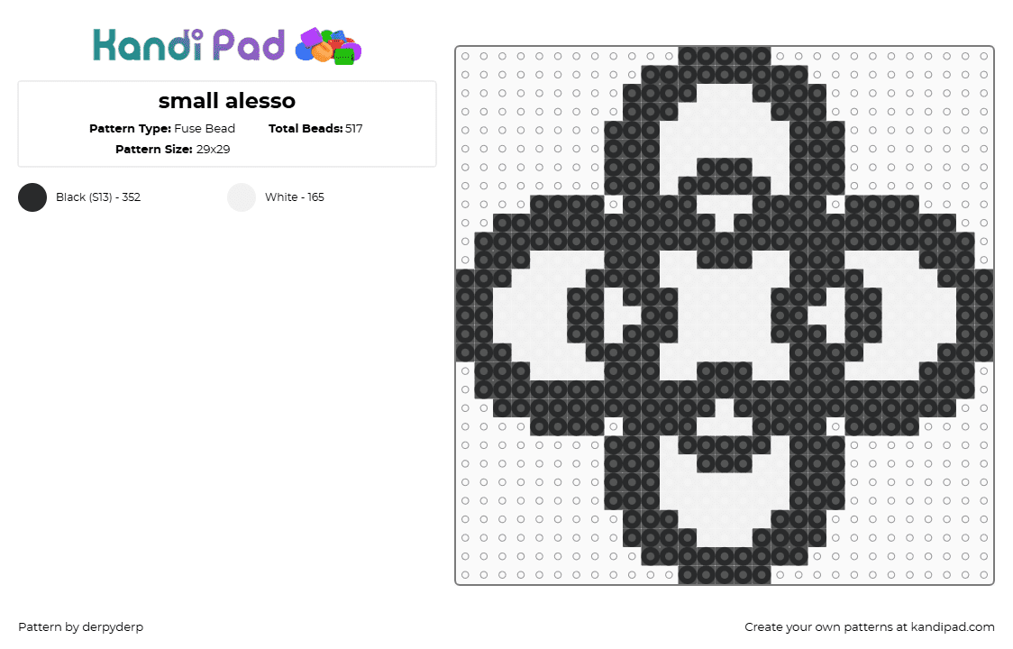 baby alesso logo - Fuse Bead Pattern by derpyderp on Kandi Pad - black,white