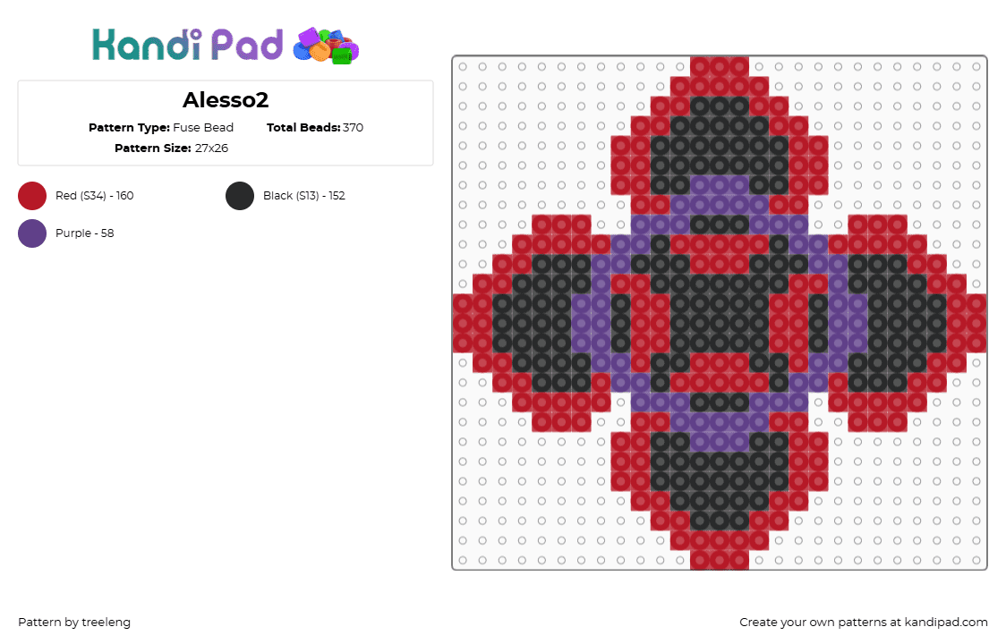 Alesso2 - Fuse Bead Pattern by treeleng on Kandi Pad - purple,red