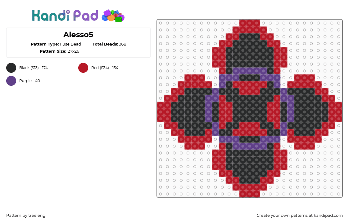 Alesso5 - Fuse Bead Pattern by treeleng on Kandi Pad - red