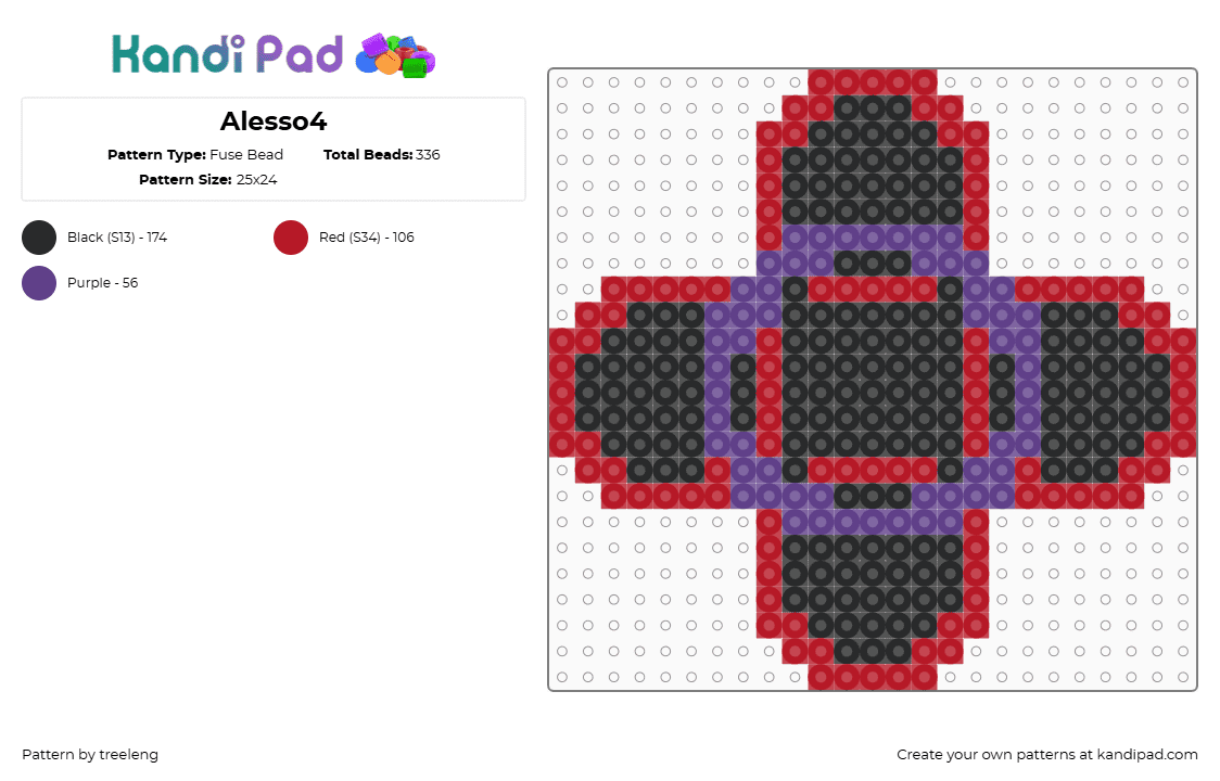 Alesso4 - Fuse Bead Pattern by treeleng on Kandi Pad - purple,red