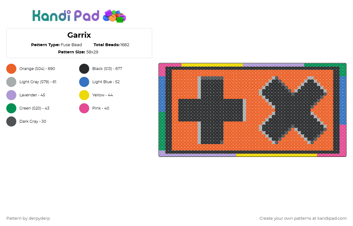 Garrix - Fuse Bead Pattern by derpyderp on Kandi Pad - martin garrix,logo,garrix,music,edm,dj,orange