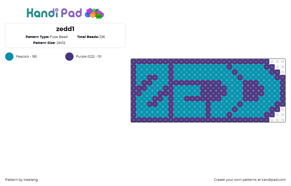 zedd1 - Fuse Bead Pattern by treeleng on Kandi Pad - teal,purple