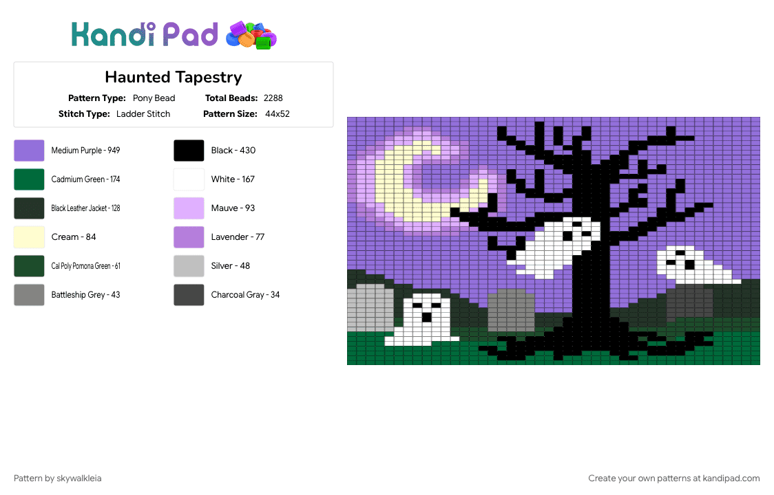 Haunted Tapestry - Pony Bead Pattern by skywalkleia on Kandi Pad - purple