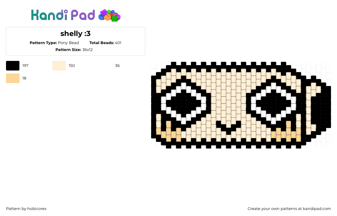 shelly :3 - Pony Bead Pattern by hobicorex on Kandi Pad - beige