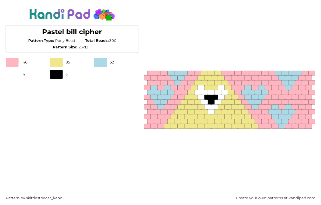 Pastel bill cipher - Pony Bead Pattern by skittlesthecat_kandi on Kandi Pad - pink