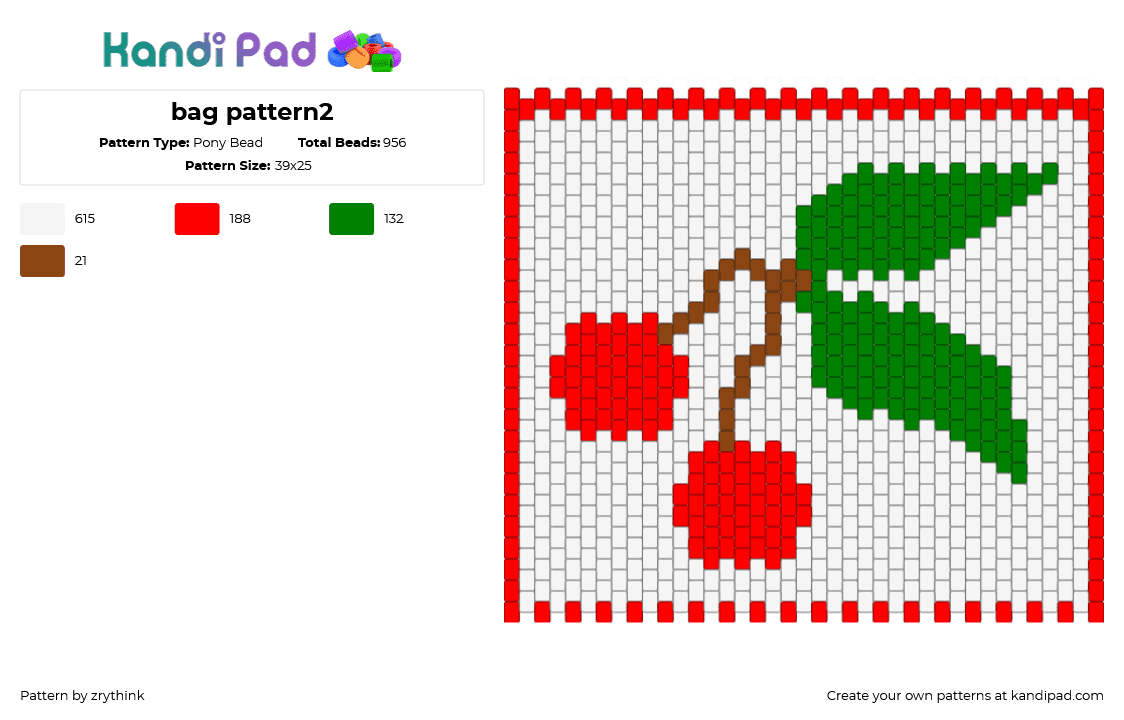 bag pattern2 - Pony Bead Pattern by zrythink on Kandi Pad - green, red, white