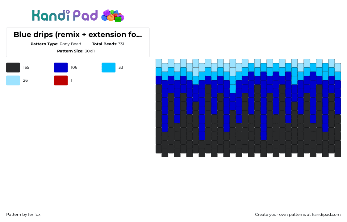 Blue drips (remix + extension for cuff) - Pony Bead Pattern by ferifox on Kandi Pad - purple,light blue